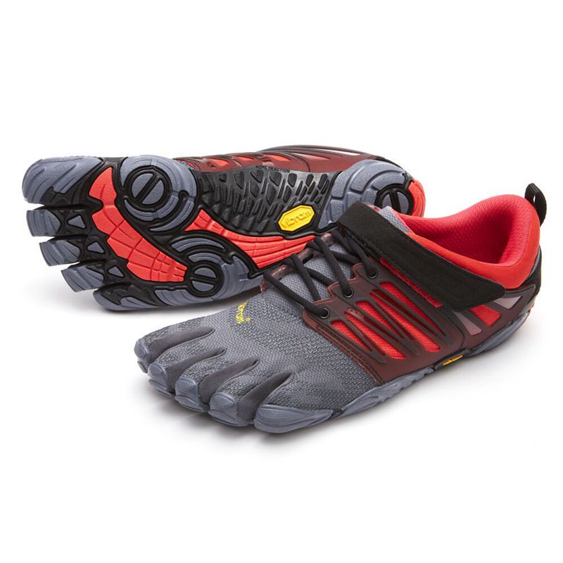 Vibram FiveFingers V-Train Férfi Edzőcipő - Szürke/Fekete/Piros VRKX062